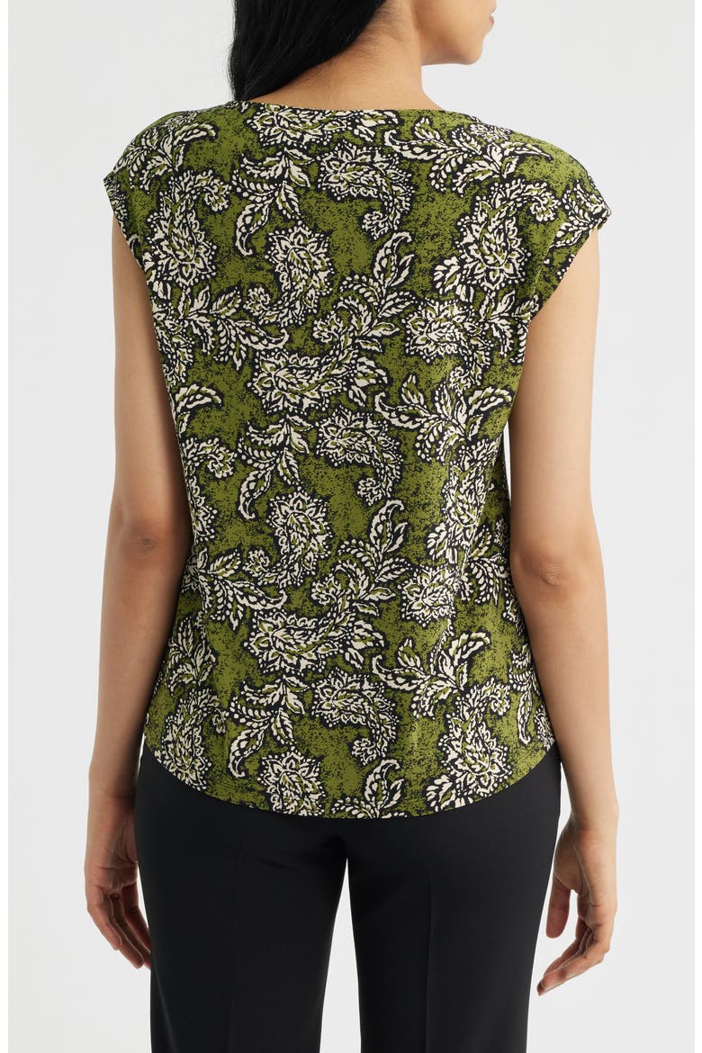 Print Cap Sleeve Top, Alternate, color, BAY LEAF MULTI