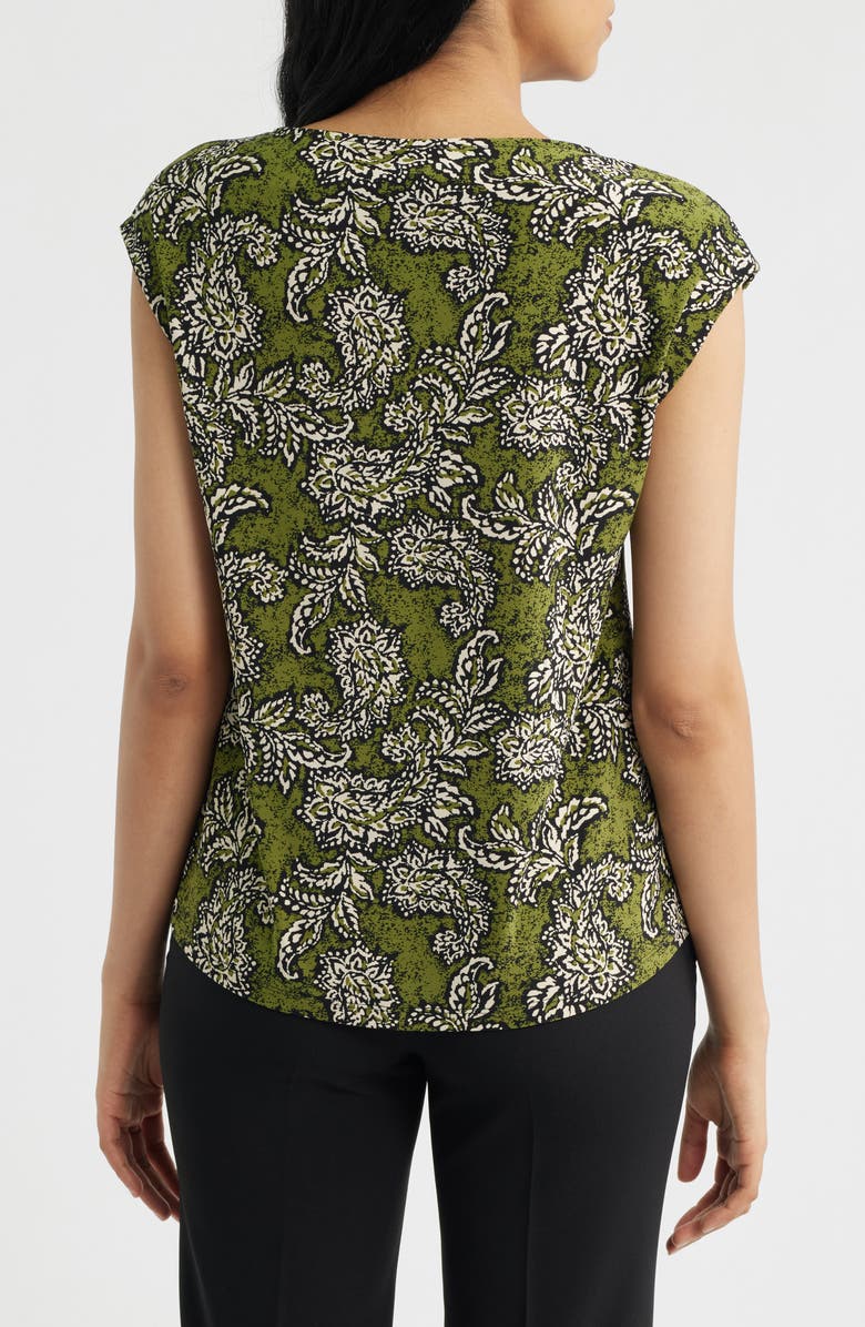 Anne Klein Print Cap Sleeve Top, Alternate, color, Bay Leaf Multi
