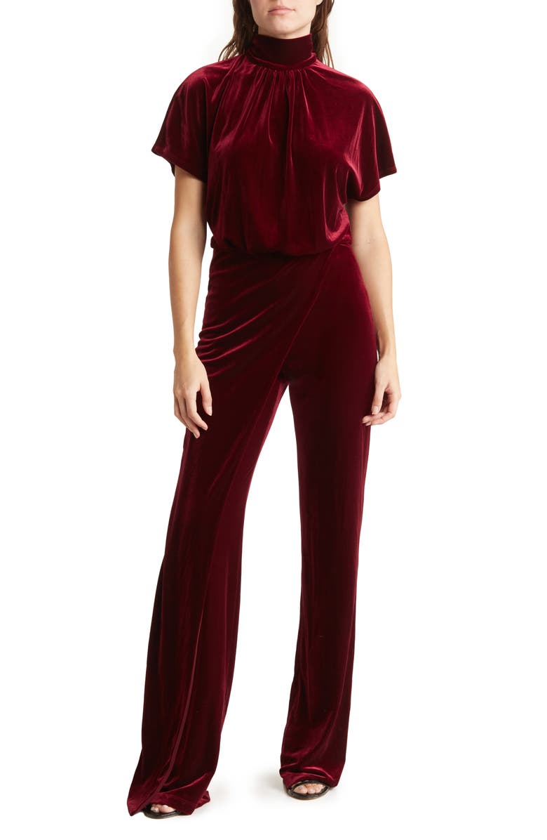 Black Halo Cash Velvet Blouson Jumpsuit, Main, color,