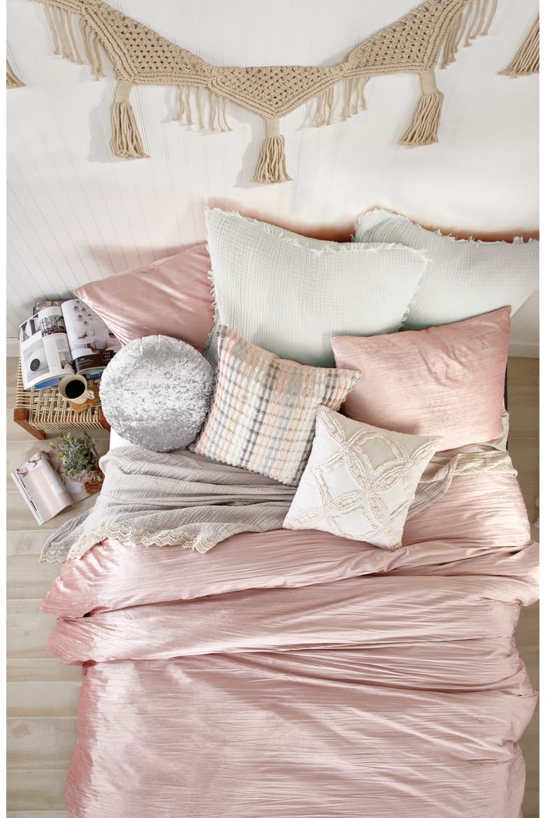 Crinkled Velvet Comforter & Sham Set, Alternate, color, BLUSH