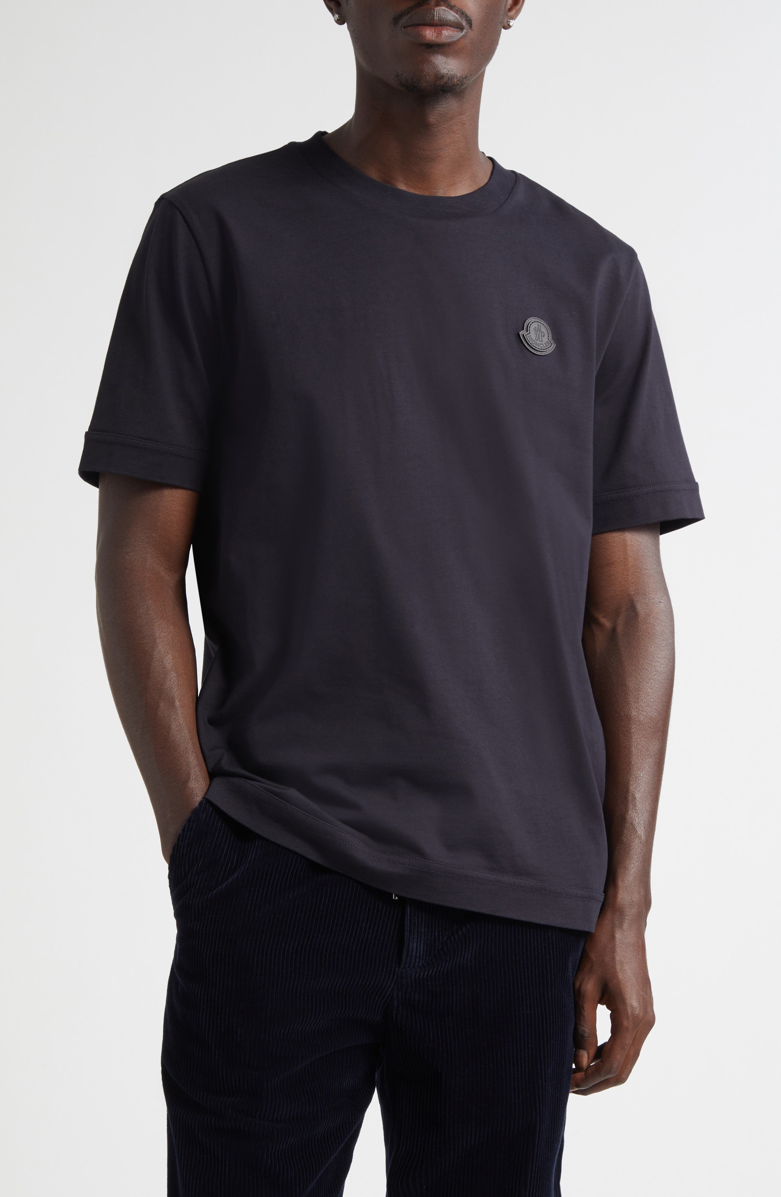 Moncler Leather Logo Patch Cotton T-Shirt (Men) | Nordstrom