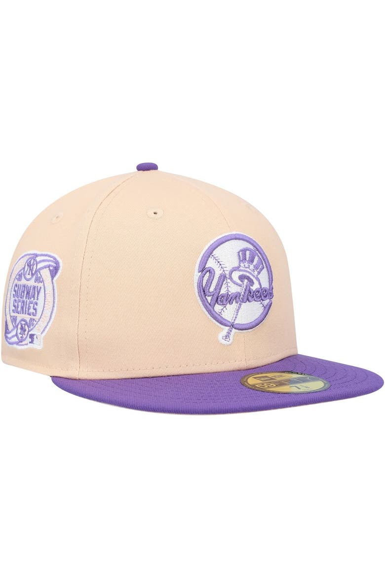 Men's New Era Peach/Purple New York Yankees Subway Series Side Patch 59FIFTY Fitted Hat, Main, color, Orange