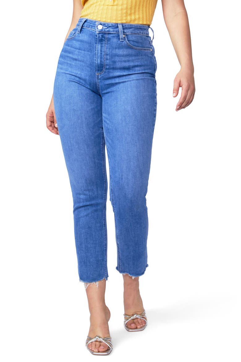 Flaunt Curvy Accent High Waist Raw Hem Ankle Straight Leg Jeans, Main, color, SIENE W/ RAGGED FRAY HEM