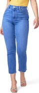PAIGE Flaunt Curvy Accent High Waist Raw Hem Ankle Straight Leg Jeans