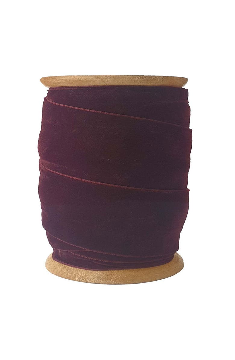 CG Hunter Wide Hand Dyed Velvet Ribbon Burgundy, Main, color, Burgundy