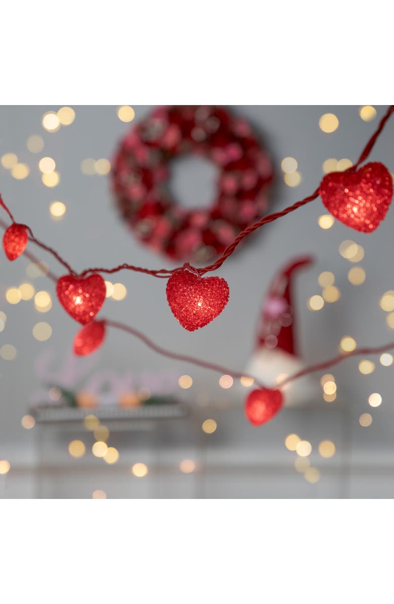 Northlight 10-Count Red Heart Mini Valentine's Day Light Set, 7.5ft Red Wire, Alternate, color,
