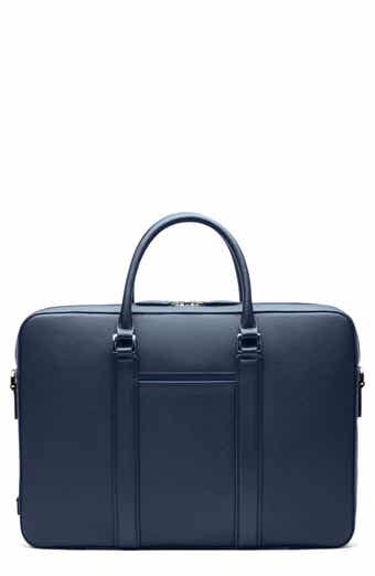 Navy leather briefcase sale