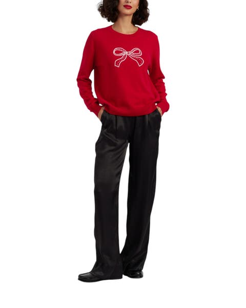 Wool-cashmere Bow Embroidered Sweater