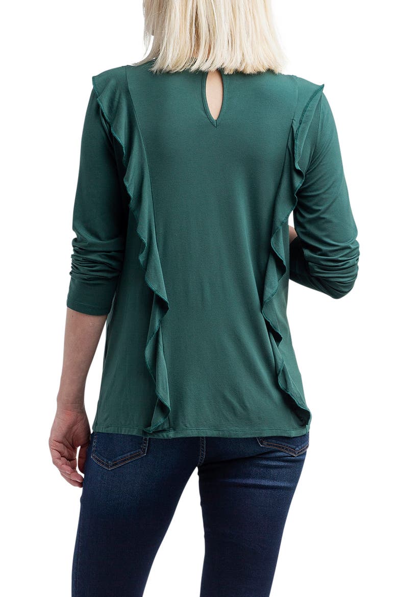Fiona Ruffle Trim Maternity/Nursing Top, Alternate, color, FORREST GREEN