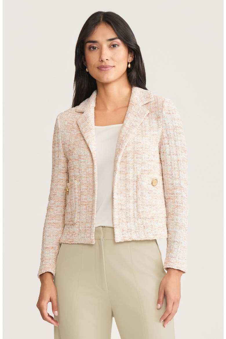 Heritage Melange Tweed Knit Jacket, Alternate, color, Fresh Mint/Biscotti