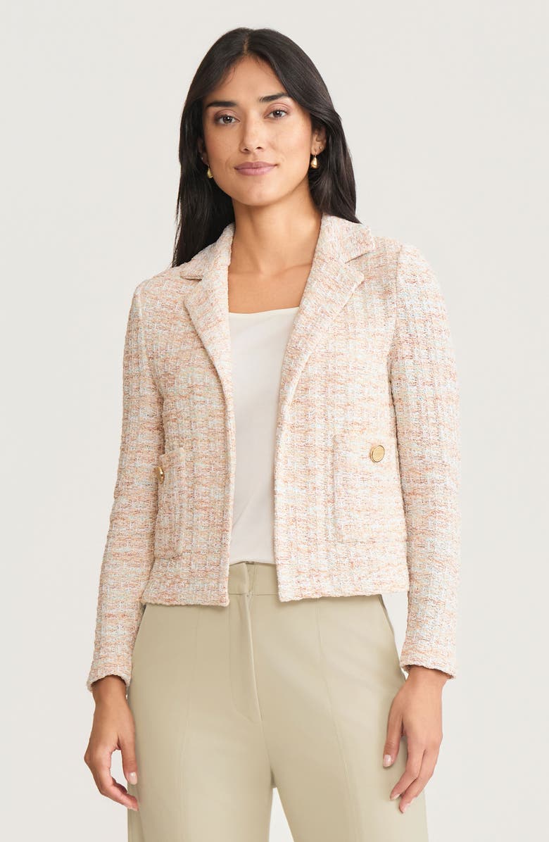Misook Heritage Melange Tweed Knit Jacket, Main, color, Fresh Mint/Biscotti