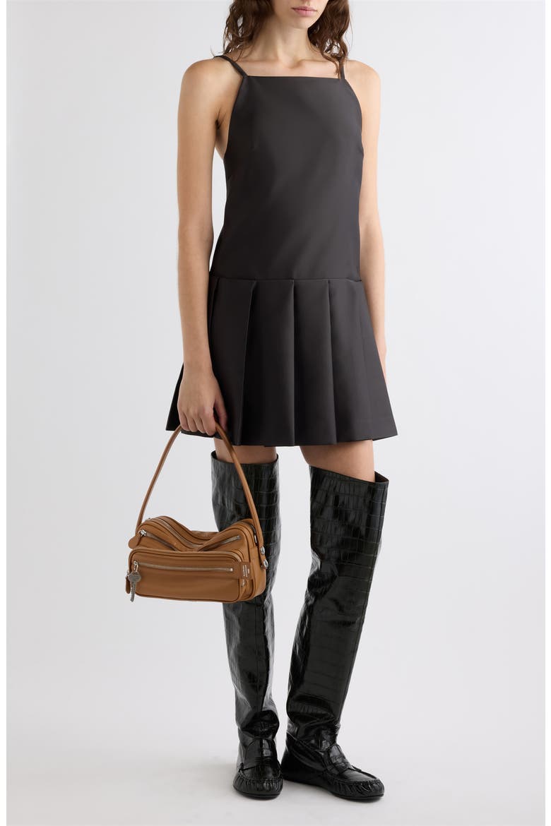 Dary Duchesse Satin Dress, Alternate, color, DARK CHOCOLATE BROWN