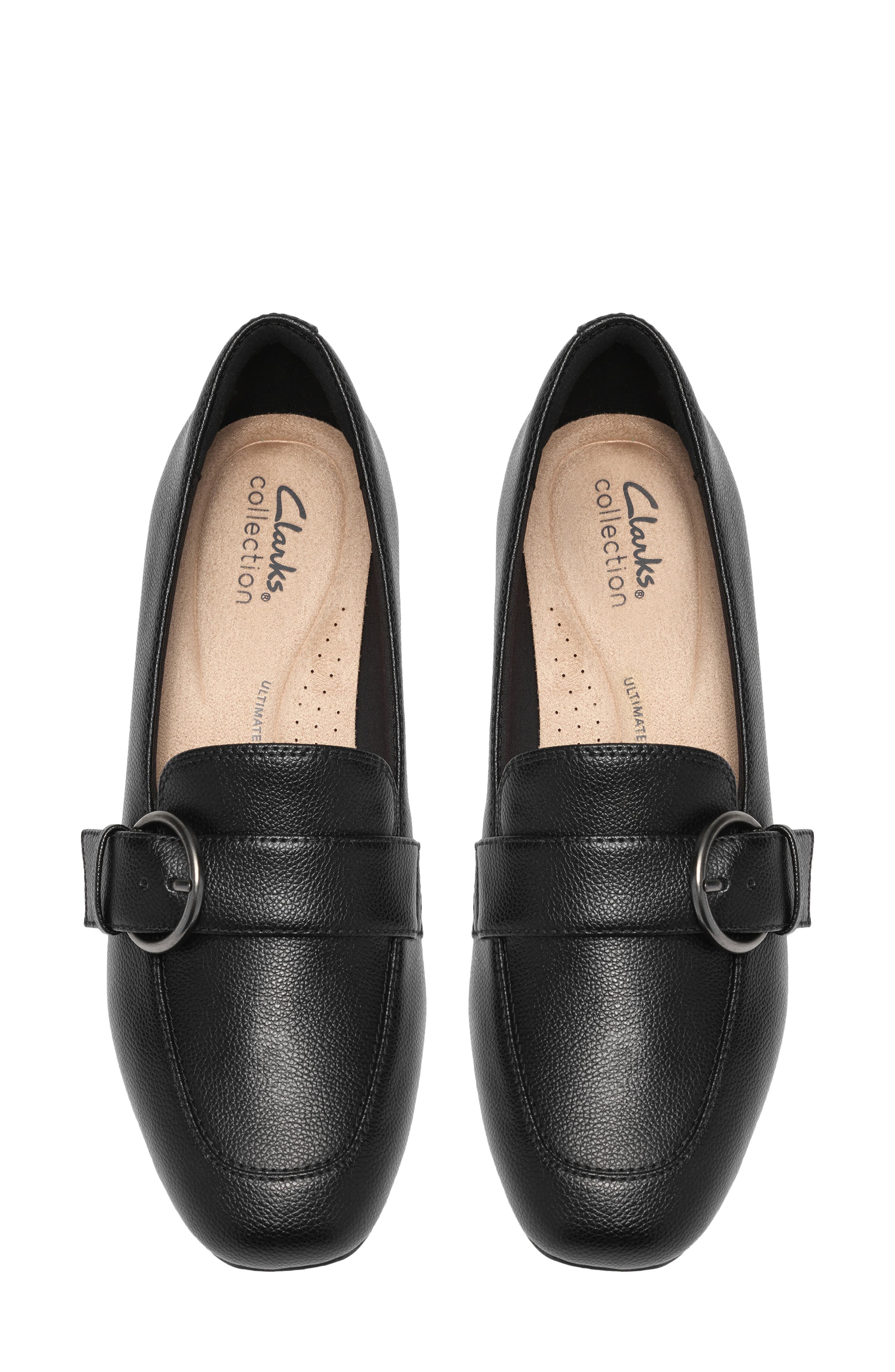 Iridessa Big Buckle Leather Loafer Pump, Alternate, color, BLACK LEATHER
