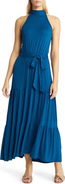 Loveappella Tiered Halter Maxi Dress