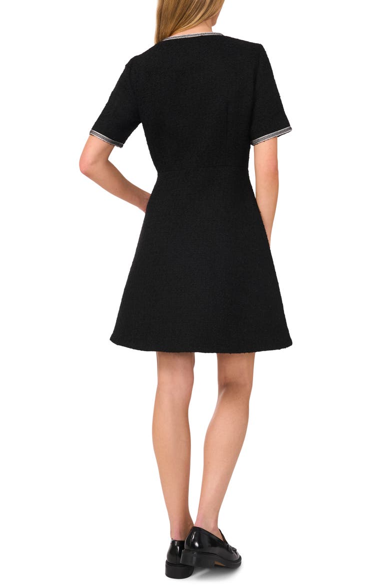 Button Front Tweed A-Line Dress, Alternate, color, RICH BLACK