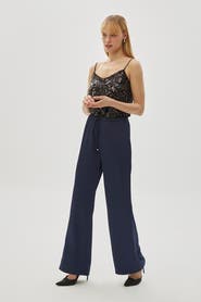 Exquise Drawstring Wide Leg Trousers