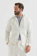 Brunello Cucinelli Cashmere and cotton French terry double cloth hooded sweatshirt with zipper