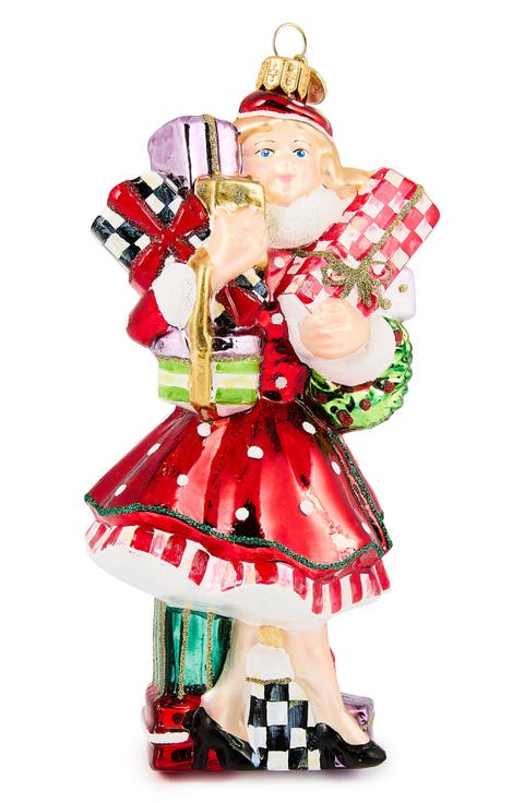 Check it Out Shopper Lady Glass Ornament