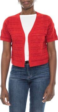 Nina Leonard Pointelle Stitch Short Sleeve Bolero
