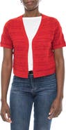 Nina Leonard Pointelle Stitch Short Sleeve Bolero