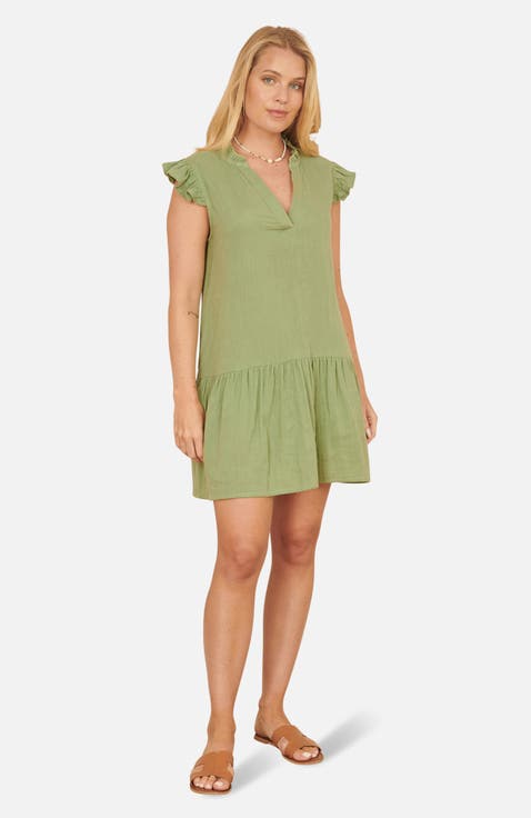 Frill Sleeve Double Cotton Tunic Dress