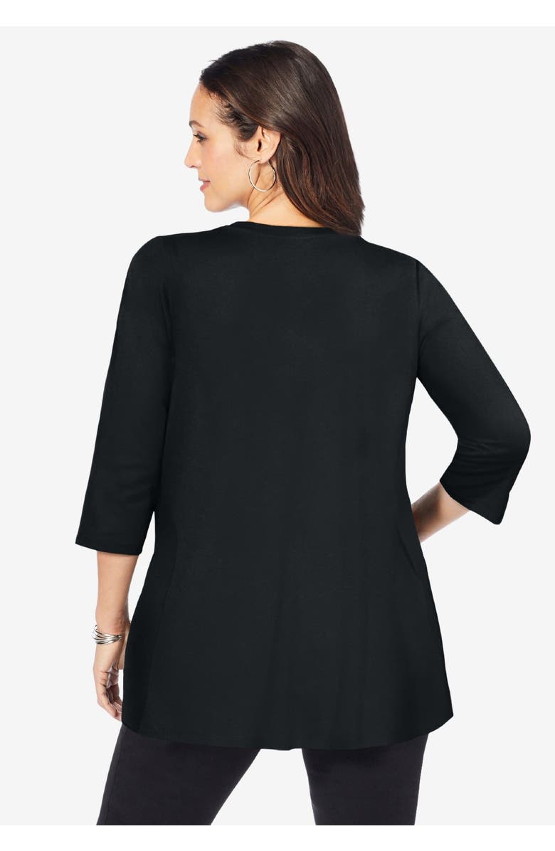 Jessica London Stretch Knit Swing Tunic, Alternate, color, Black