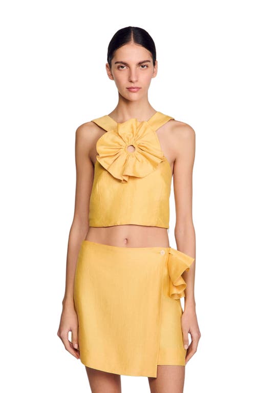 Sandro X Louise Bourgeois Ruffled Crop Top In Yellow