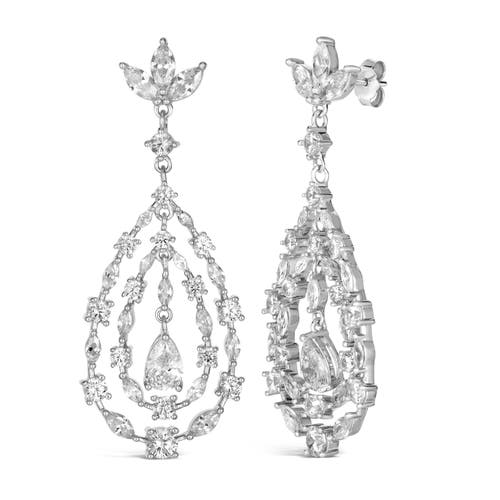 Anna Zuckerman Retro Glamour Chandelier Earrings In Platinum