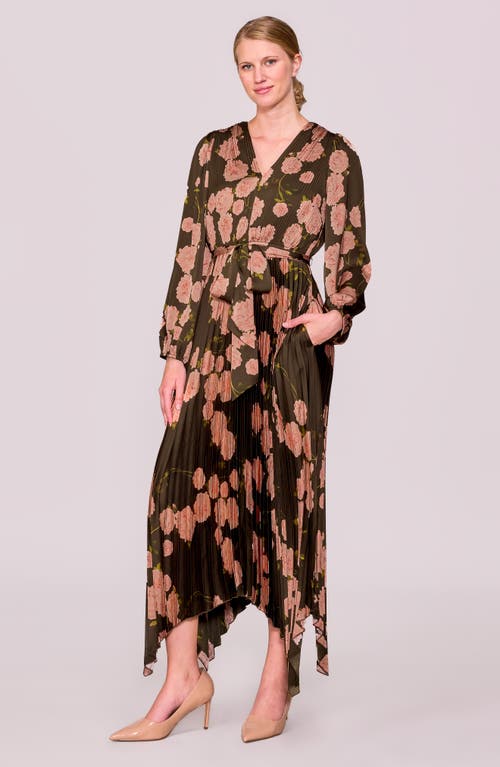 Melloday Pleated Asymmetrical Maxi Dress In Brown