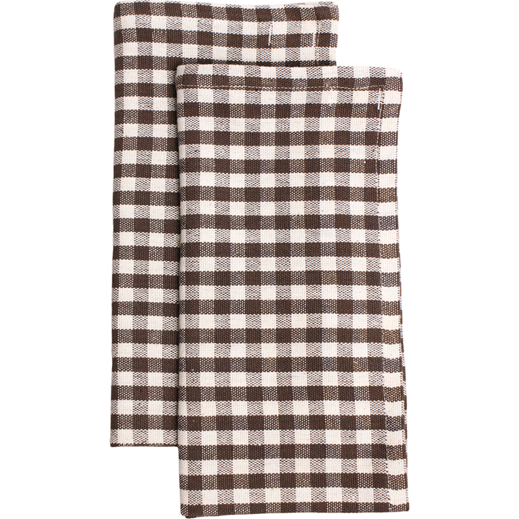 Kd Weave Gingham Napkin In Brown