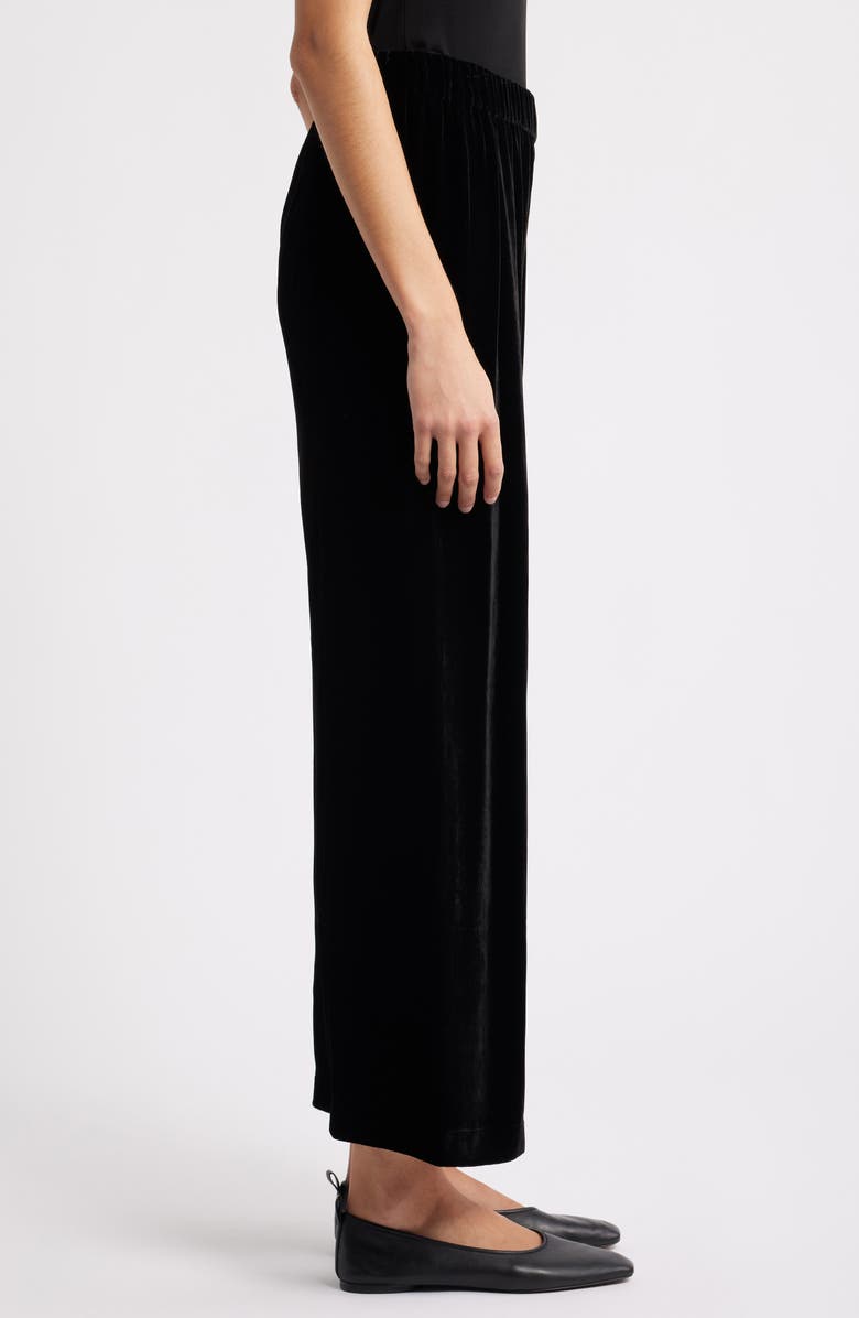 Eileen Fisher Straight Leg Velvet Ankle Pants, Alternate, color, Black