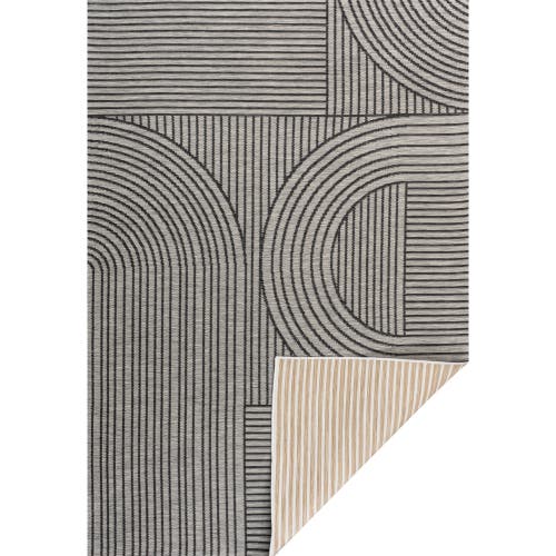 Jonathan Y Zephyr Mid-century Modern Arch Stripe Reversible Machine-washable Indoor/outdoor Area Rug In Grey/beige