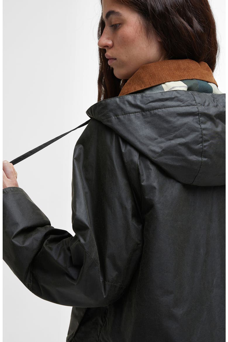 Erma Waxed Cotton Jacket, Alternate, color, ARCHIVE OLIVE/ANCIENT TARTAN
