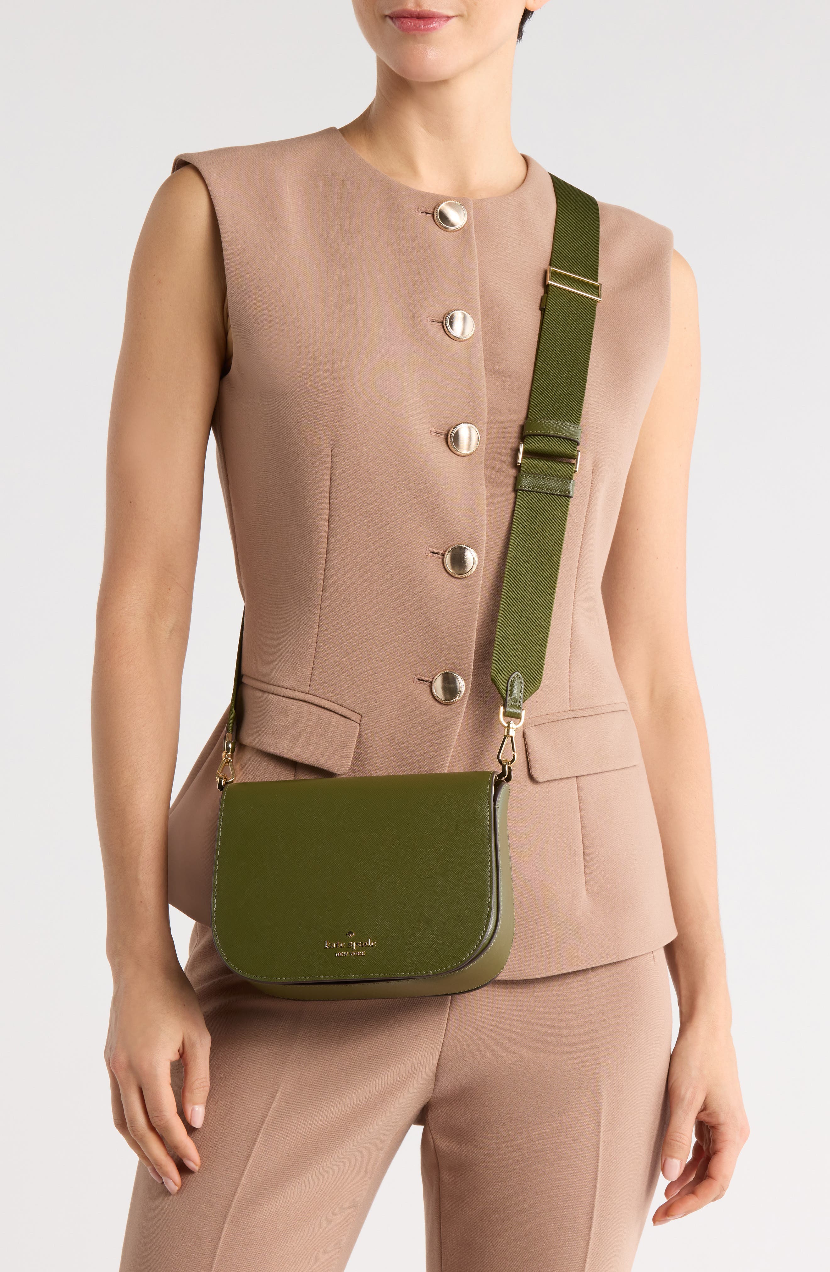 Kate Spade New York madison saffiano leather saddle bag, Alternate, color, Enchanted Green