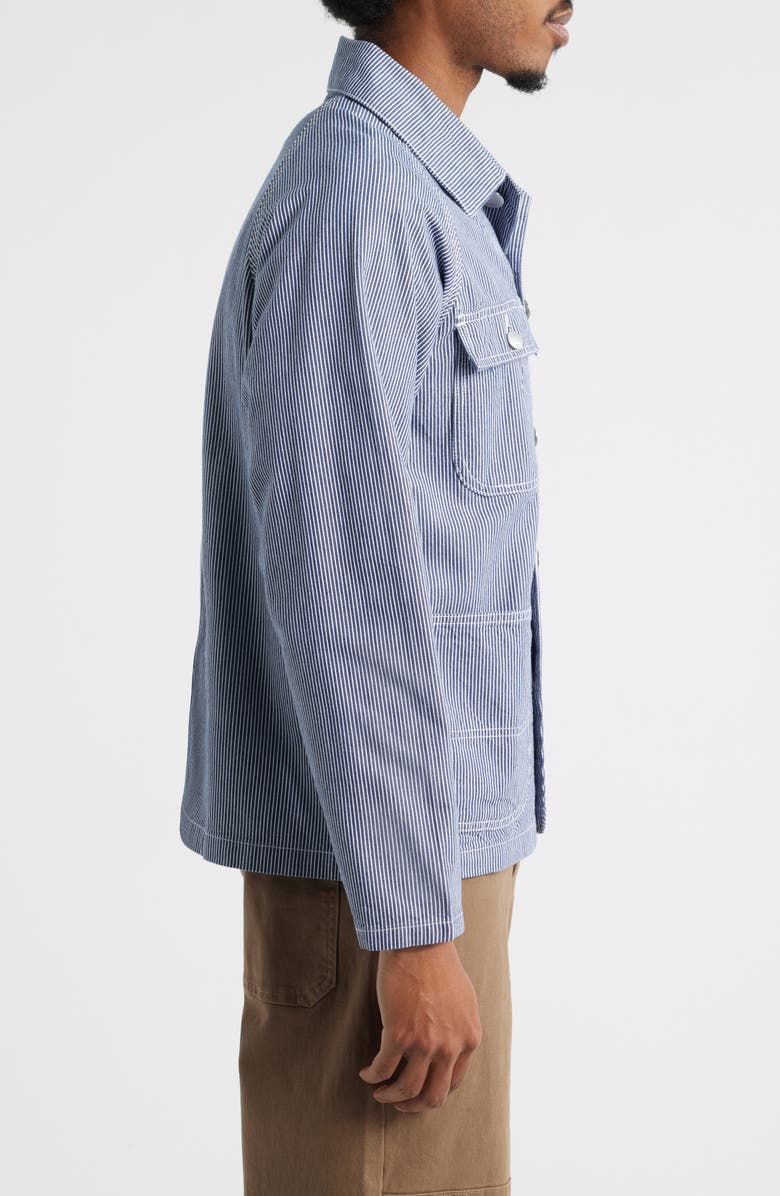 Service Works Hickory 2.0 Engineer Stripe Organic Cotton Button-Up Chore Coat, Alternate, color, Hickory