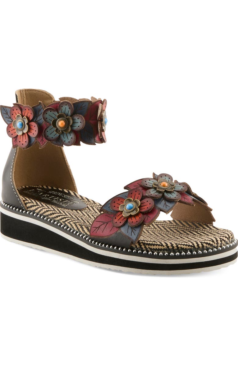 L'Artiste by Spring Step Cruzer Ankle Strap Sandal, Main, color, Black Multi