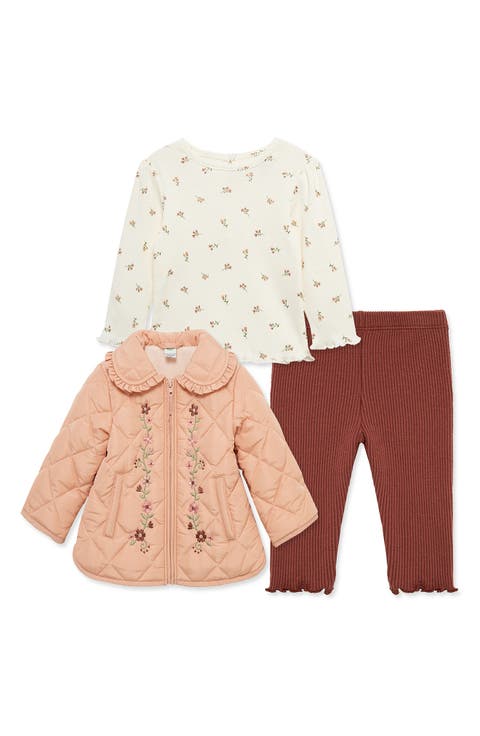 Kids' 3-Piece Quilted Jacket, Tee & Pants Set
