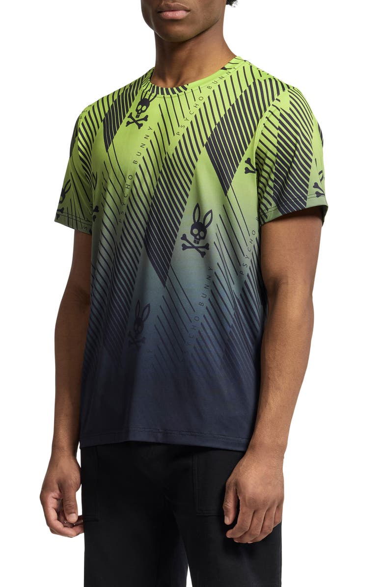 Psycho Bunny Fletcher Print Performance T-Shirt, Alternate, color, Safety Yellow