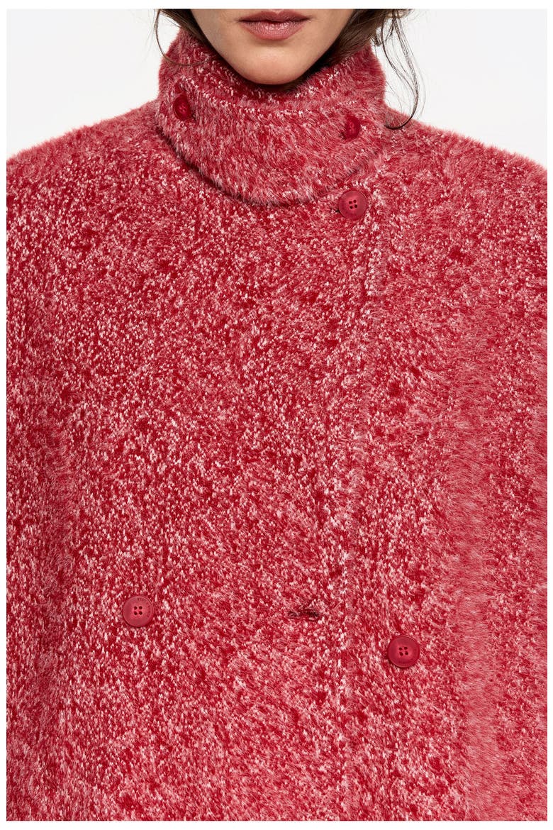 Structured Fur Coat, Alternate, color, RED