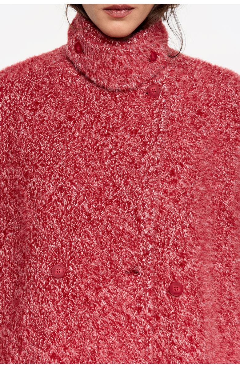 Bimba y Lola Structured Fur Coat, Alternate, color, Red