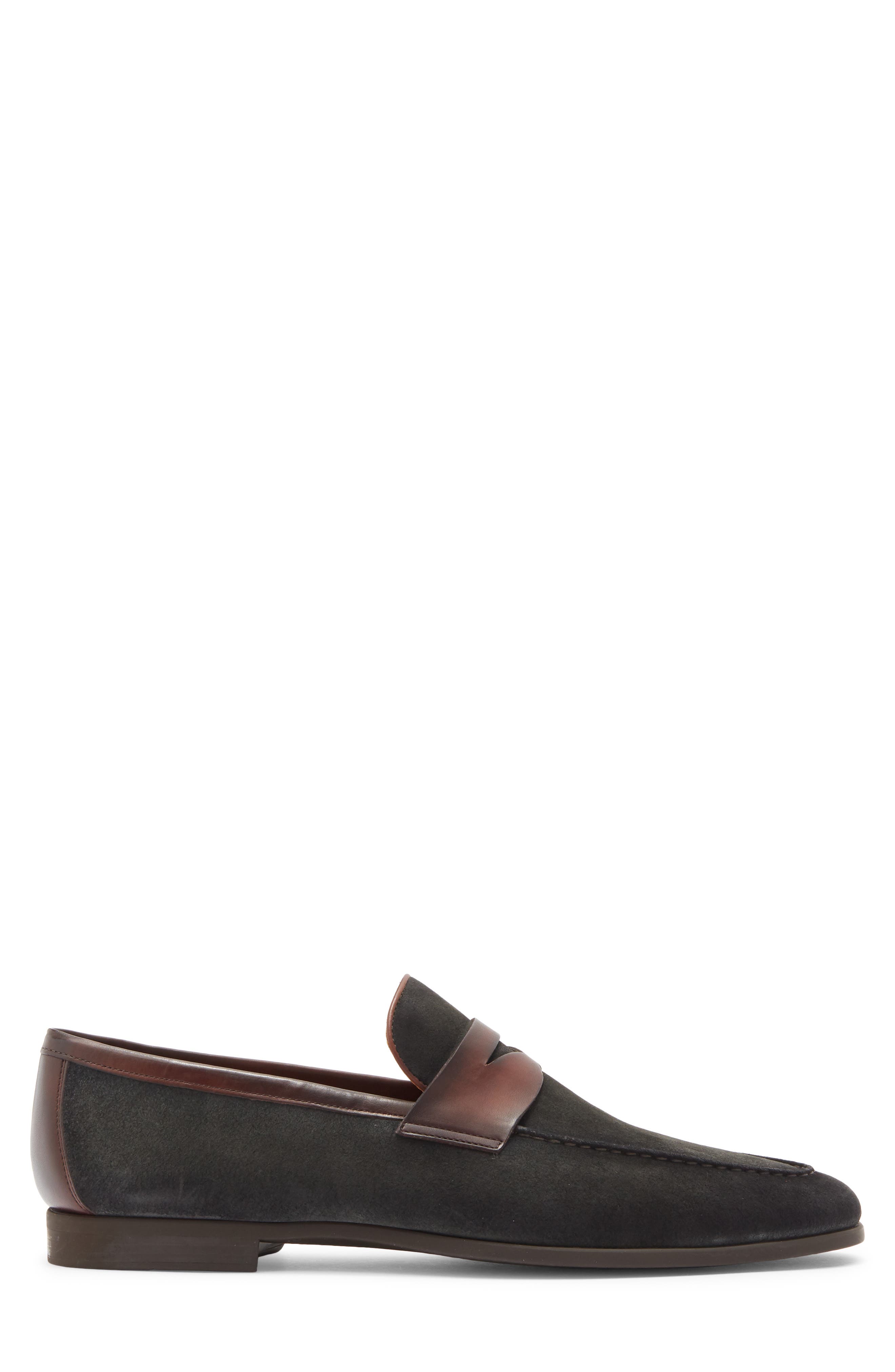 Magnanni Moc Penny Loafer, Alternate, color, Dark Grey