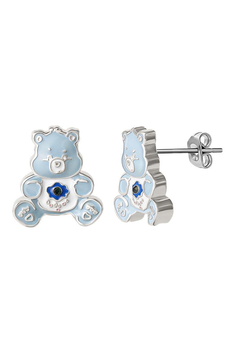 Care Bears® Cubic Zirconia & Enamel Charm Bracelet & Stud Earrings Set, Alternate, color, BLUE AND WHITE