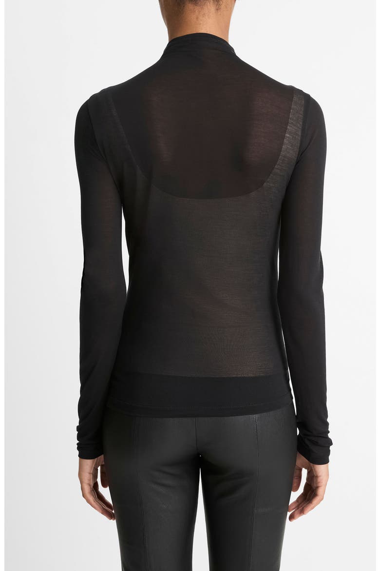 Sheer Long Sleeve Top, Alternate, color, BLACK