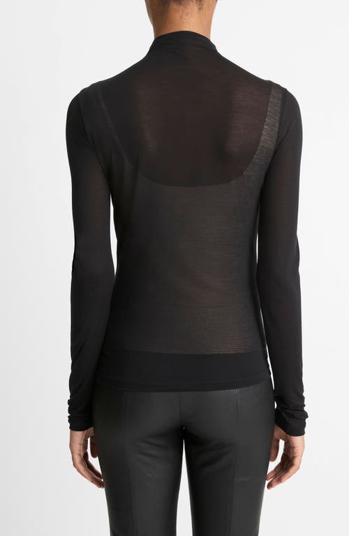 Vince Sheer Long Sleeve Top In Black