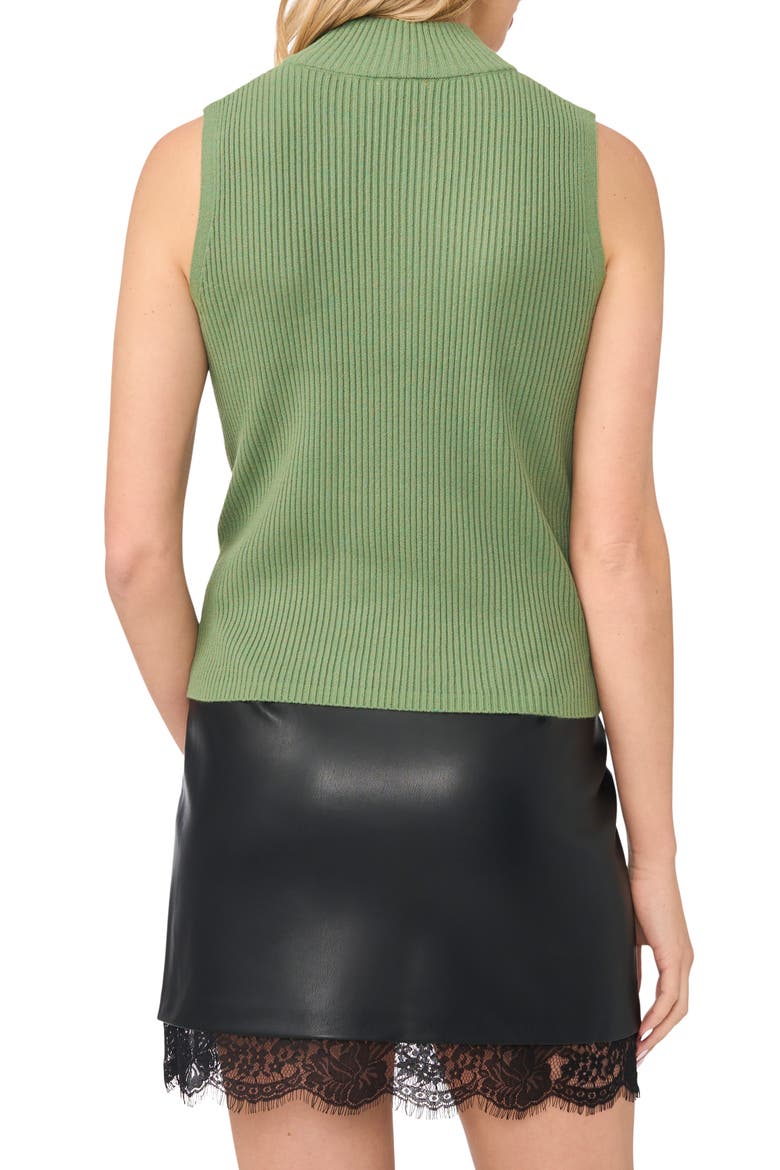 Sleeveless Mock Neck Rib Sweater, Alternate, color, DARK HERB