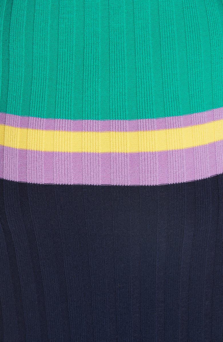 Lela Rose Ribbed Stripe Wool Blend Sweater Dress, Alternate, color, 