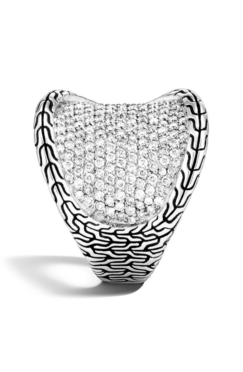 John Hardy Classic Chain Pavé Diamond Saddle Ring, Alternate, color, 
