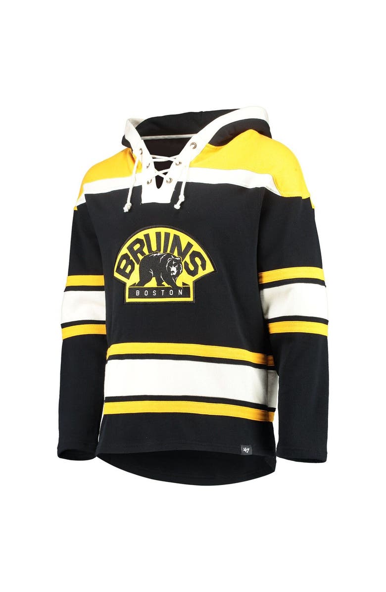 '47 Men's '47 Black Boston Bruins Superior Lacer Pullover Hoodie, Alternate, color, 