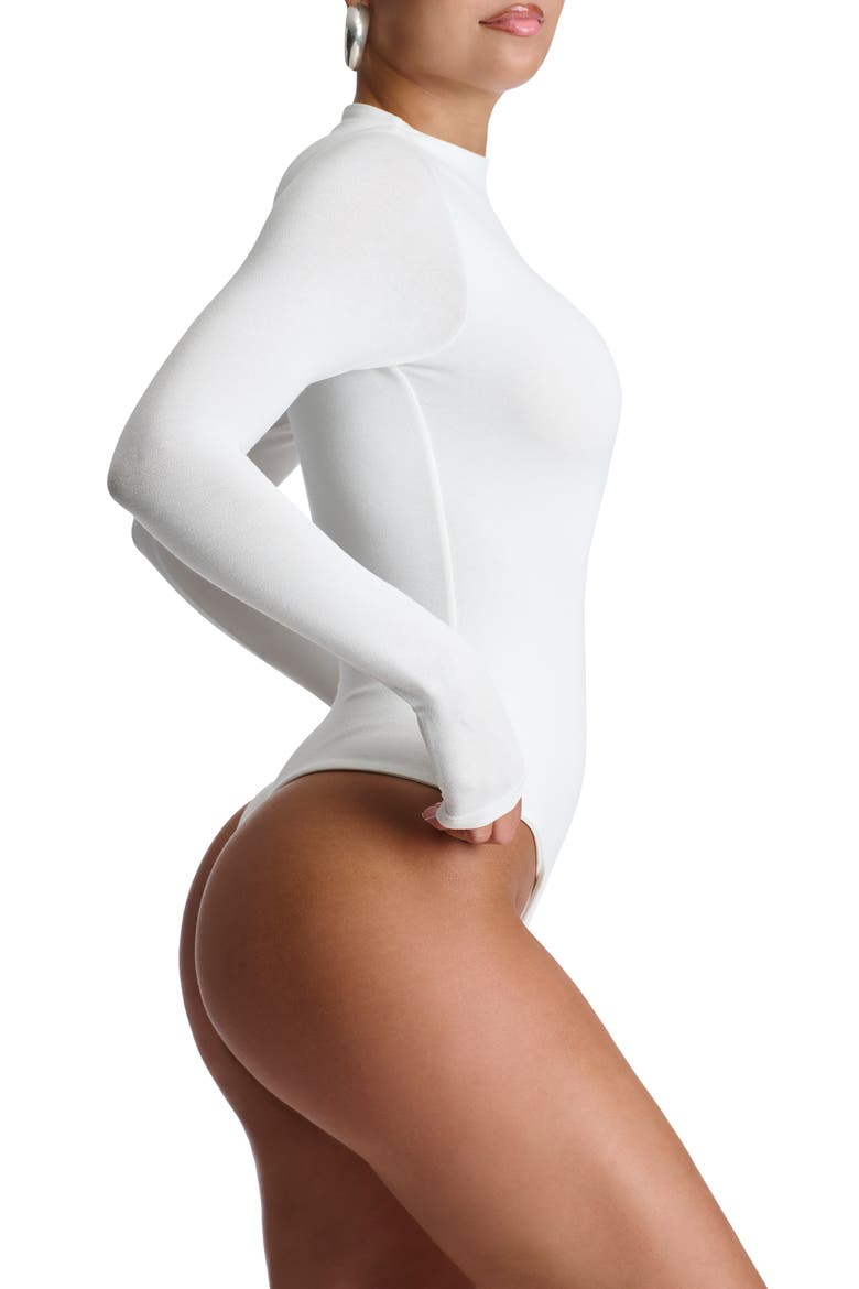 NW Mockneck Bodysuit, Alternate, color, WHITE
