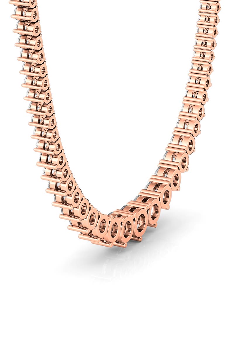 HauteCarat Graduated Lab Created Diamond Necklace, Alternate, color, Rose Gold